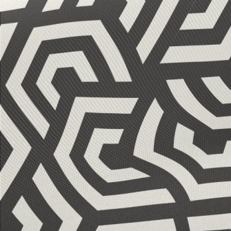 Black And White Hypnotic Maze Midweight Cotton Poplin