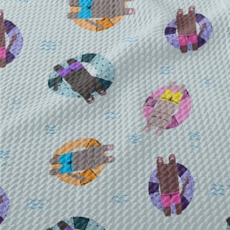 Cat Relaxing On Swimming Ring Birdseye Piqué