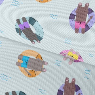 Cat Relaxing On Swimming Ring Waterproof Oxford