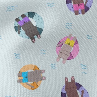 Cat Relaxing On Swimming Ring Waterproof Canvas