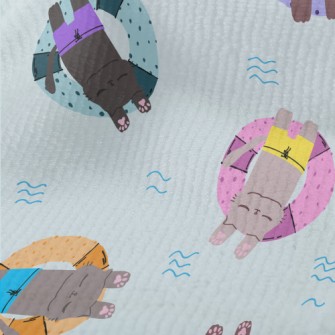 Cat Relaxing On Swimming Ring Terry