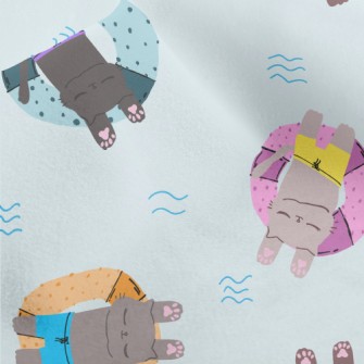 Cat Relaxing On Swimming Ring Micro Fleece