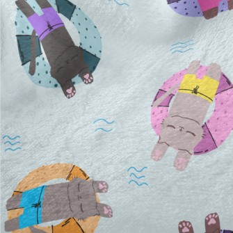 Cat Relaxing On Swimming Ring Minky