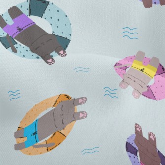 Cat Relaxing On Swimming Ring Lightweight Performance Linen