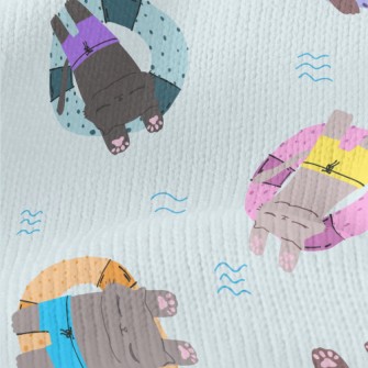 Cat Relaxing On Swimming Ring Stretch Jersey