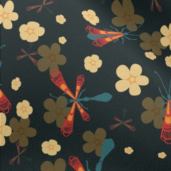 Flowers, Grass, Insects Chiffon