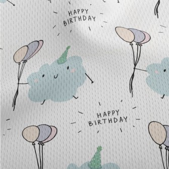 Happy Birthday To Cute Cloud Athletic Mesh Flat Back