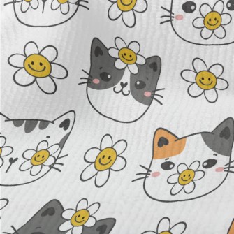 Smiley Cat With Flowers Terry