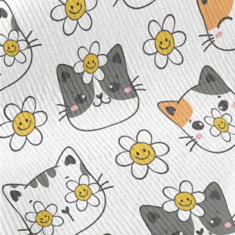 Smiley Cat With Flowers Standard Corduroy