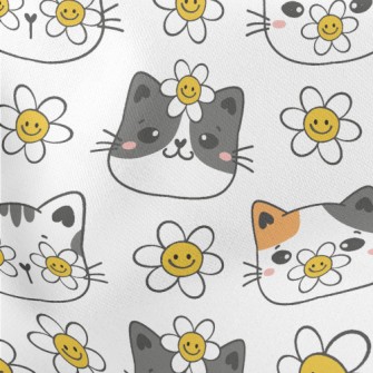 Smiley Cat With Flowers Stretch Ponte