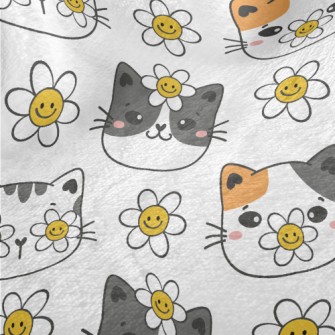 Smiley Cat With Flowers Minky