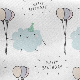 Happy Birthday To Cute Cloud Jersey Backed Fleece
