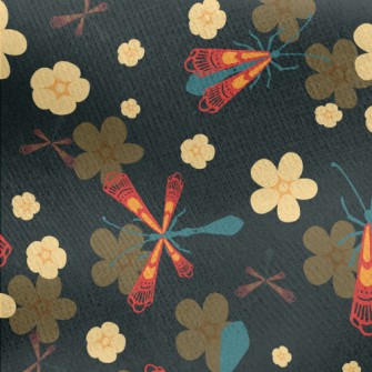 Flowers, Grass, Insects Jersey Backed Fleece