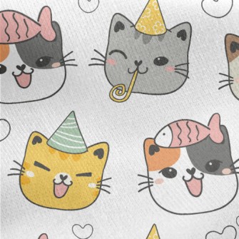 Happy Birthday Cat Jersey Backed Fleece