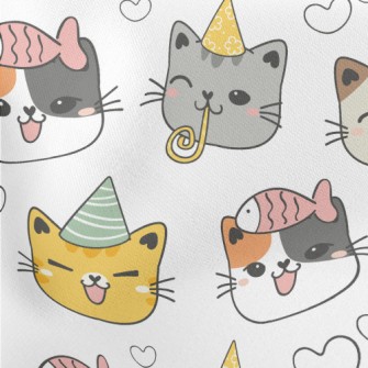 Happy Birthday Cat Lightweight Cotton Poplin