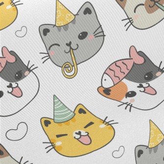 Happy Birthday Cat Midweight Cotton Poplin