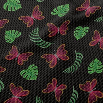 Tropical Plants Butterflies Birdseye Piqué