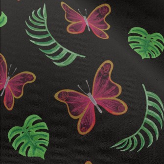 Tropical Plants Butterflies Chiffon