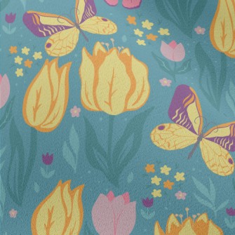 Butterfly Tulip Garden Chiffon