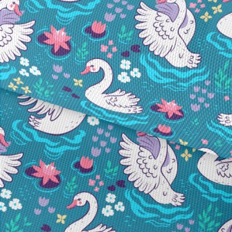 Pond Flowers Swan Waterproof Oxford