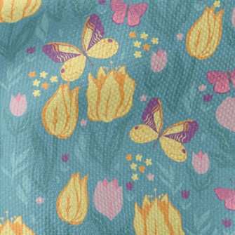 Butterfly Tulip Garden Waterproof Canvas