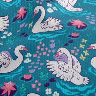 Pond Flowers Swan Athletic Mesh Flat Back