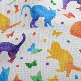 Colorful Cat Butterfly Athletic Mesh Flat Back