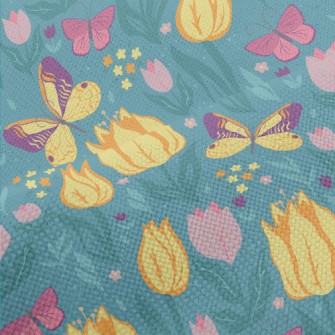 Butterfly Tulip Garden Performance Linen