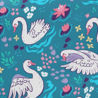 Pond Flowers Swan Twill