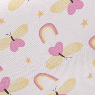 Moths Stars Rainbow Twill