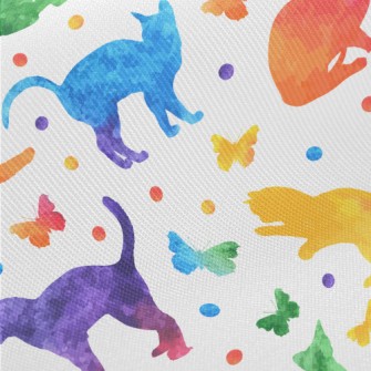 Colorful Cat Butterfly Twill