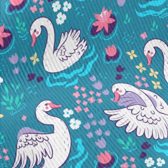 Pond Flowers Swan Standard Corduroy