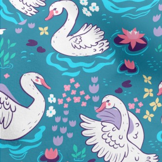 Pond Flowers Swan Micro Fleece