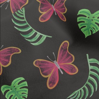 Tropical Plants Butterflies Micro Fleece