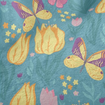 Butterfly Tulip Garden Minky