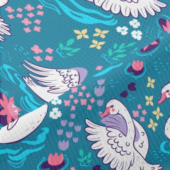 Pond Flowers Swan Piqué