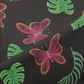Tropical Plants Butterflies Piqué