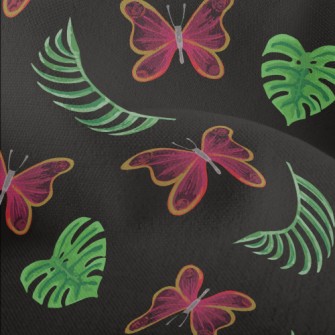 Tropical Plants Butterflies Lightweight Performance Linen
