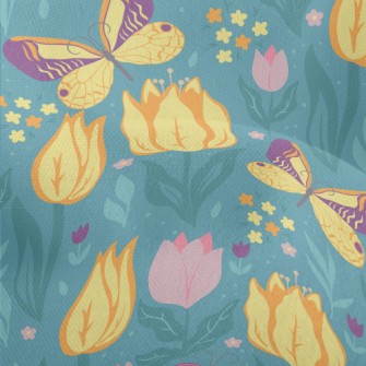 Butterfly Tulip Garden Lightweight Performance Linen
