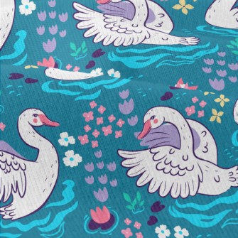 Pond Flowers Swan Modern Jersey