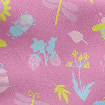 Fluorescent Butterfly Ladybug  Jersey Backed Fleece