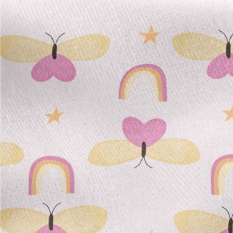 Moths Stars Rainbow Jersey Backed Fleece