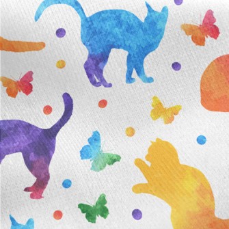 Colorful Cat Butterfly Jersey Backed Fleece