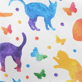 Colorful Cat Butterfly Pongee