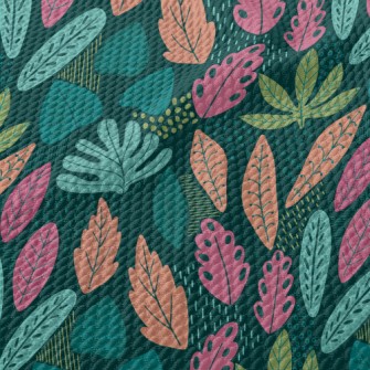 Tropical Fantasy Leaves Birdseye Piqué