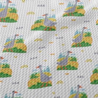Rural Pastoral Grey Goose Birdseye Piqué