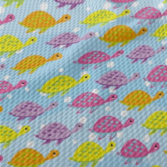 Colorful Glowing Turtle Birdseye Piqué