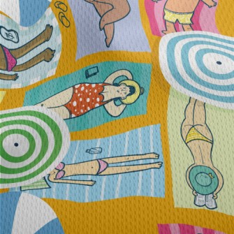 People Sunbathing On The Beach Athletic Mesh Flat Back