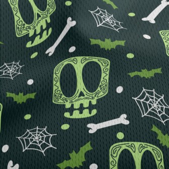 Surprised Skeleton Spider Web Athletic Mesh Flat Back