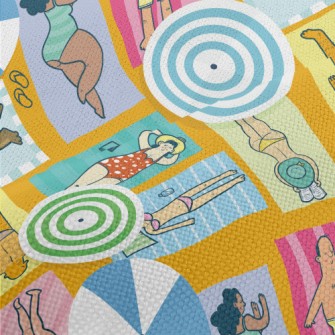 People Sunbathing On The Beach Performance Linen
